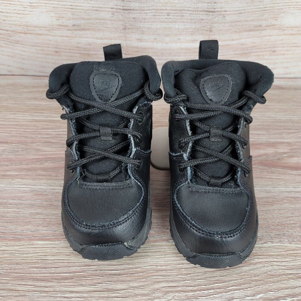 Nike Manoa Black Leather Boots Kids Toddler Size 7C Lace Up Shoes BQ5374-001 - Picture 3 of 8
